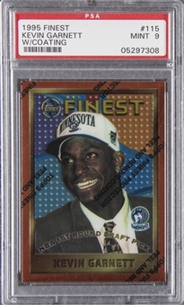 1995/96 Finest #115 Kevin Garnett (With Coating) Rookie Card - PSA MINT 9
